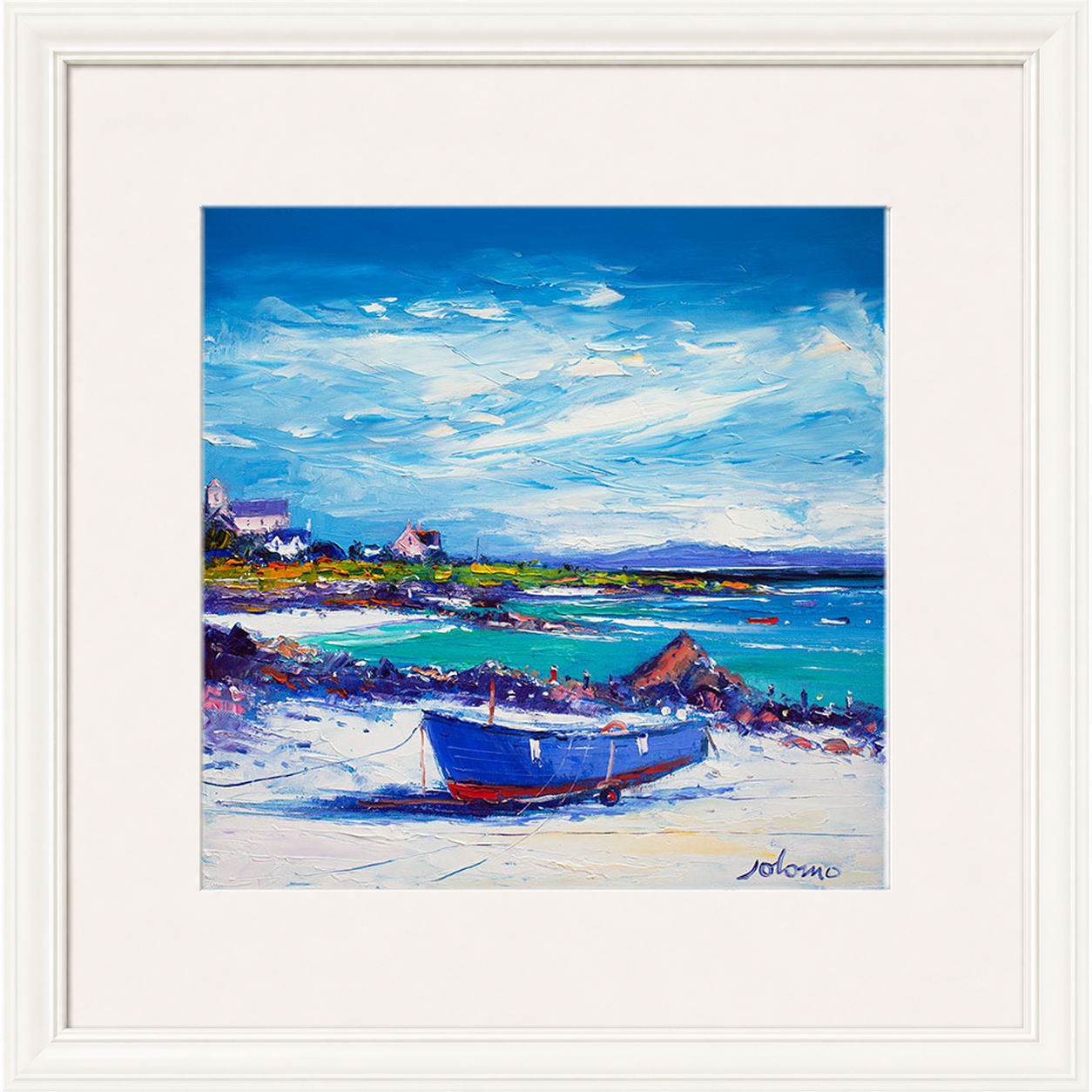 Down In The Rocks Waiting for The Ferry by Jolomo - Scottish coastal harbour artwork framed wall art print, product image 16