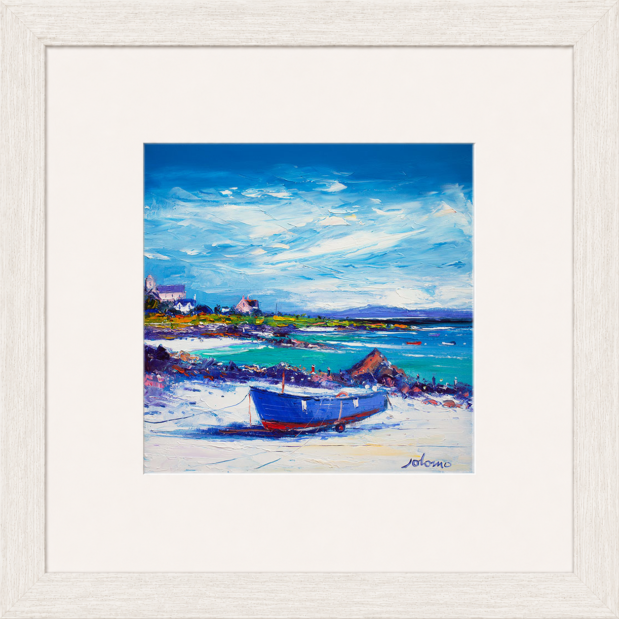 Down In The Rocks Waiting for The Ferry by Jolomo - Scottish coastal harbour artwork framed wall art print, product image 13