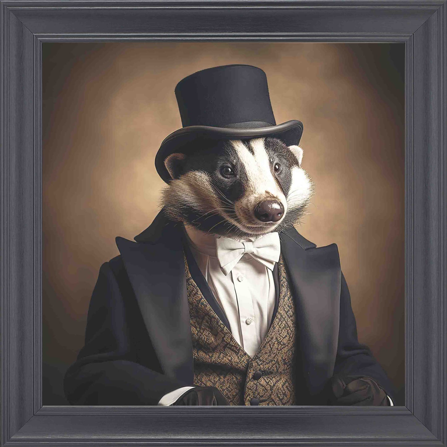 Dressed Up Badger Male Framed Wall Art - Black