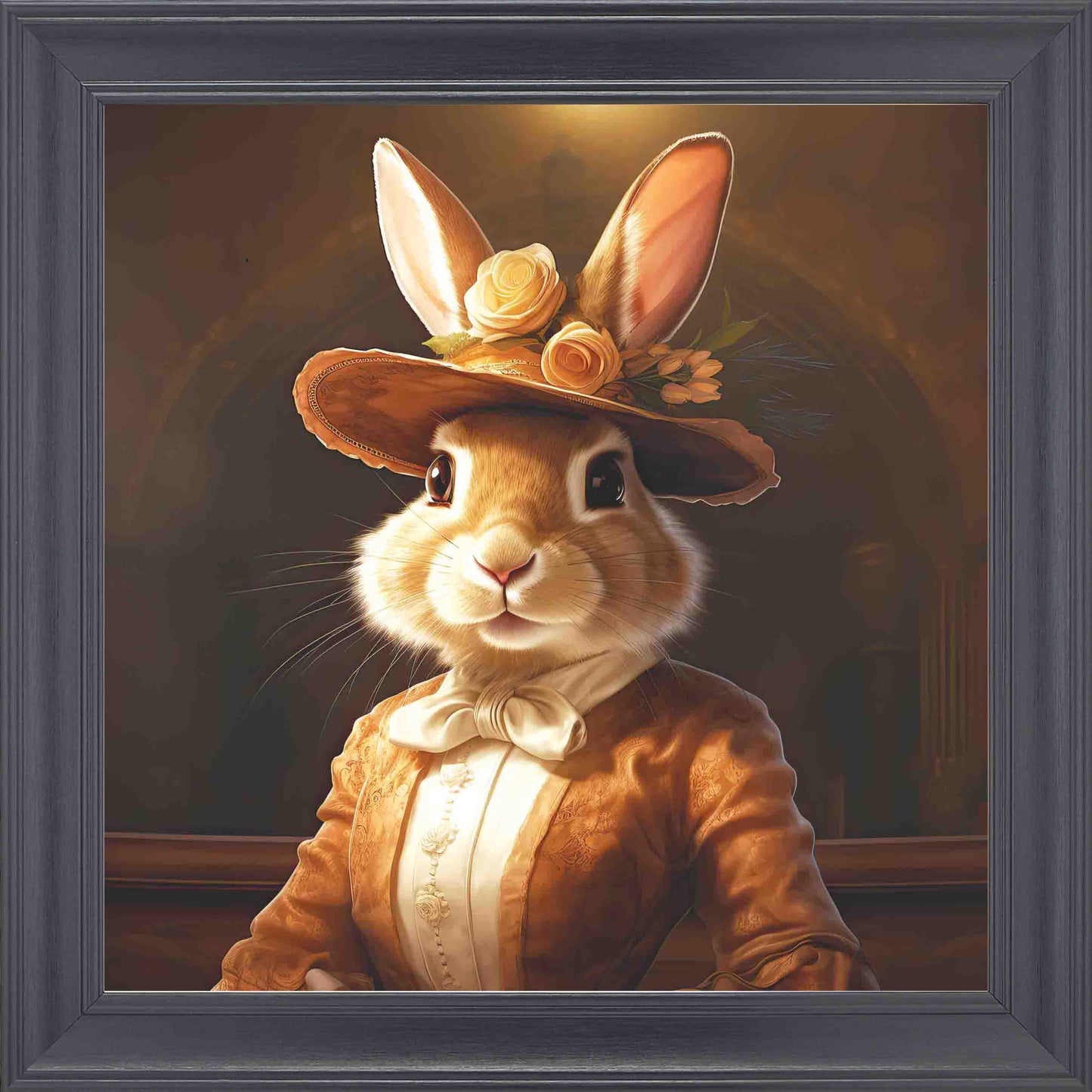 Dressed Up Bunny Female Framed Wall Art - Black
