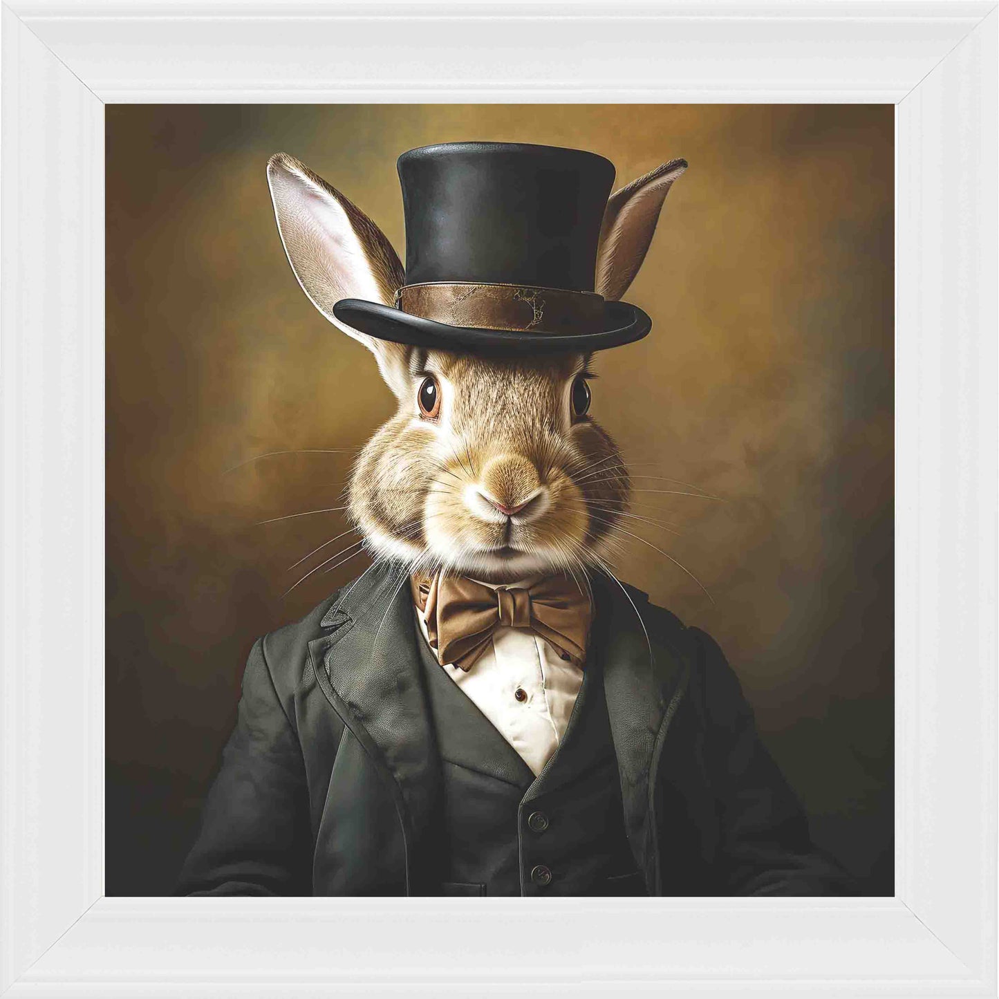 Dressed Up Bunny Male Framed Wall Art - White