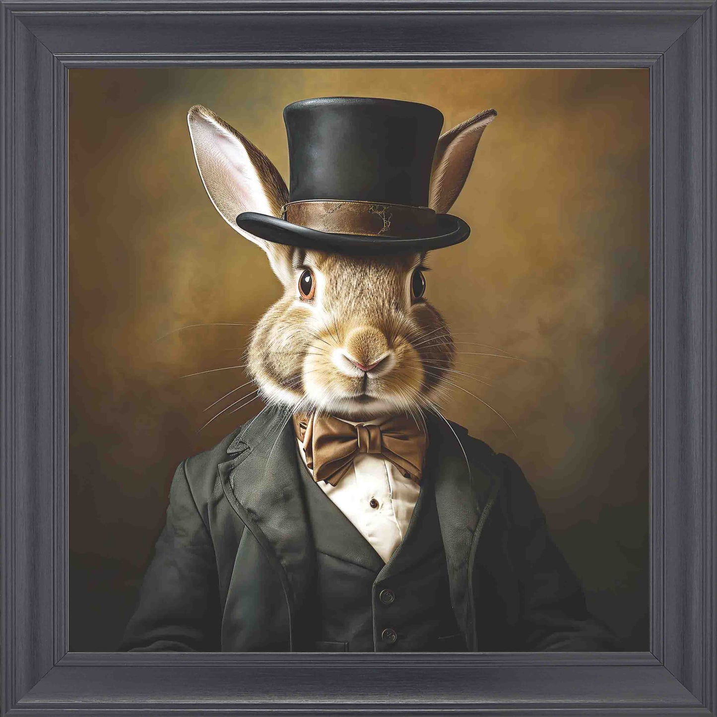 Dressed Up Bunny Male Framed Wall Art - Black
