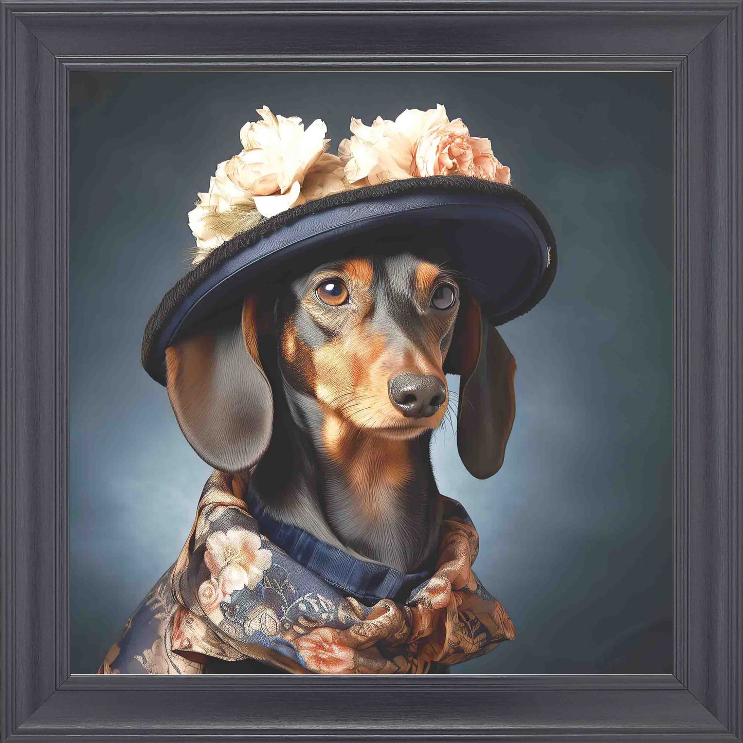 Dressed Up Sausage Female Framed Wall Art - Black
