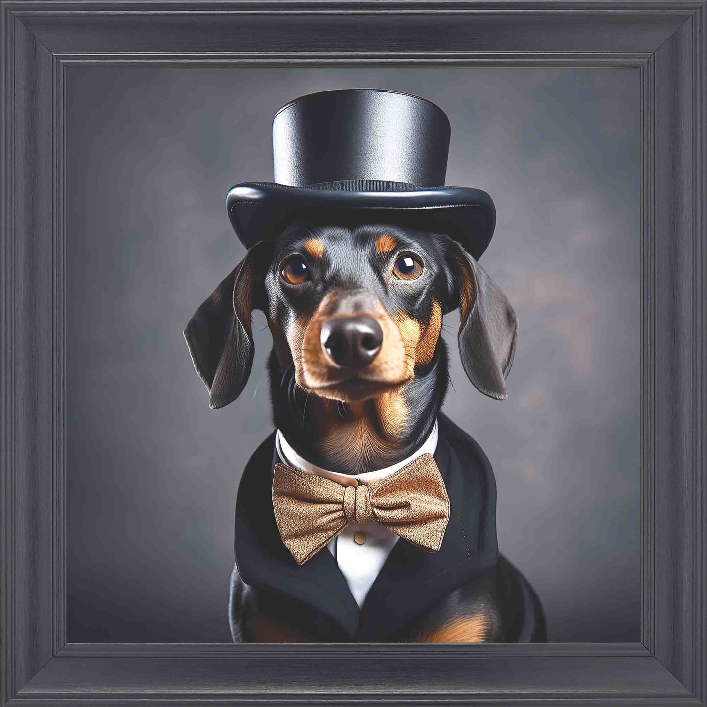 Dressed Up Sausage Male 2 Framed Wall Art - Black