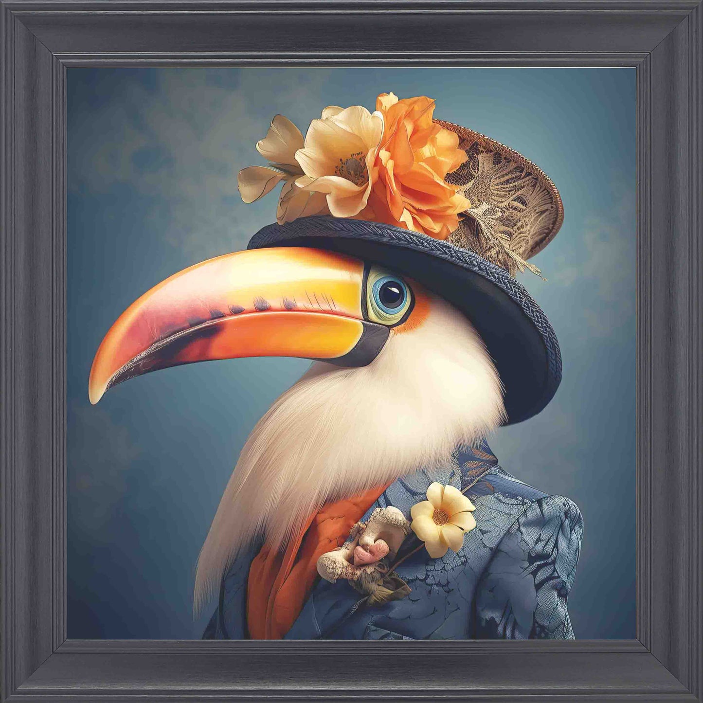 Dressed Up Toucan Female 2 Framed Wall Art - Black