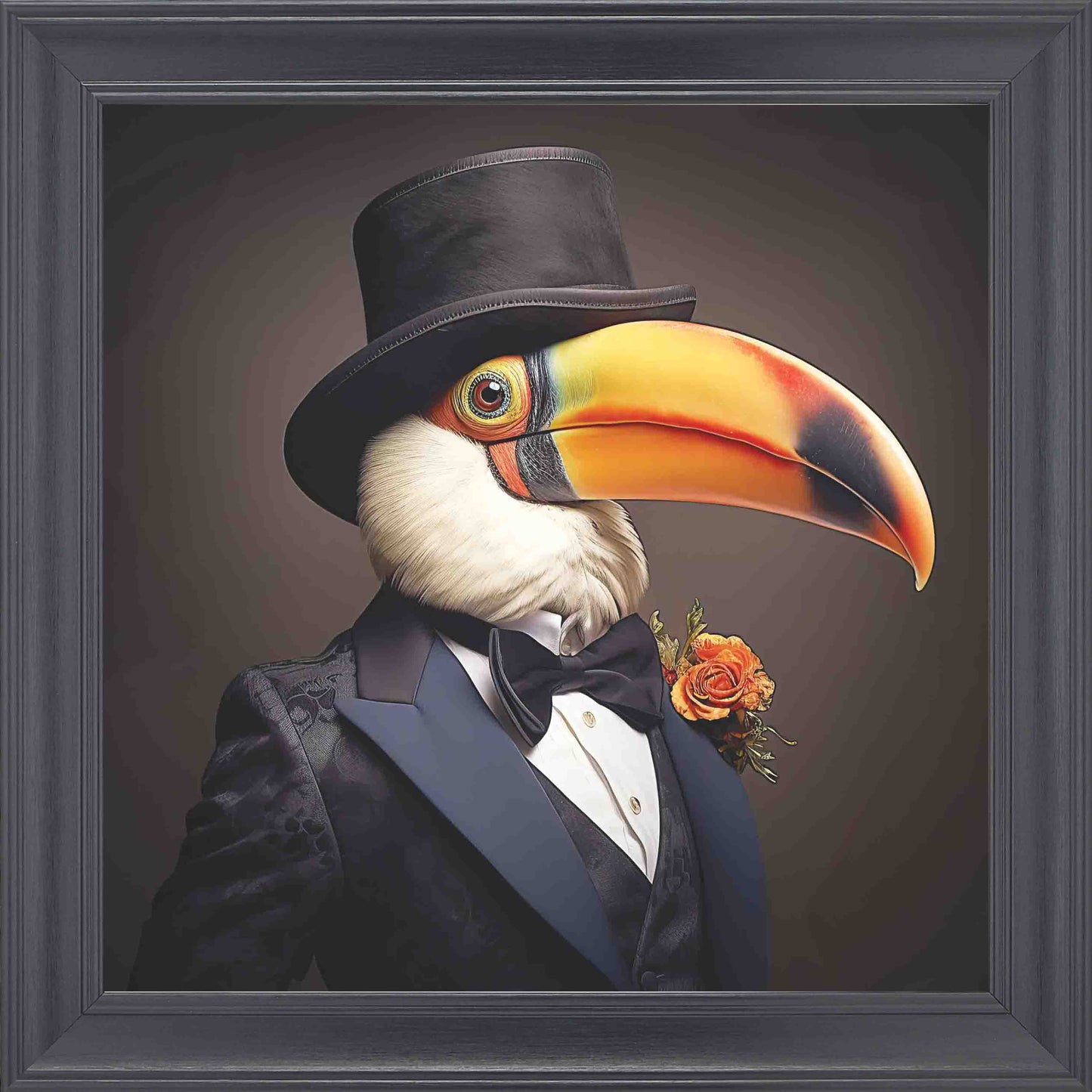 Dressed Up Toucan Male Framed Wall Art - Black