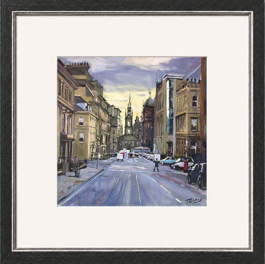 Early Morning, Towards St George's, Edinburgh by James Somerville Lindsay framed wall art print depicting a city scene centred on an Edinburgh view towards St George's in the calm of the morning