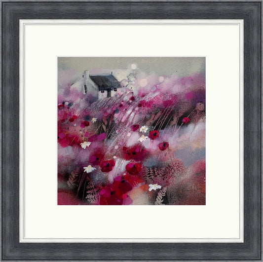East Neuk Poppies by Emma S. Davis framed wall art print showing a lively East Neuk landscape brought to life with a field of expressive poppies