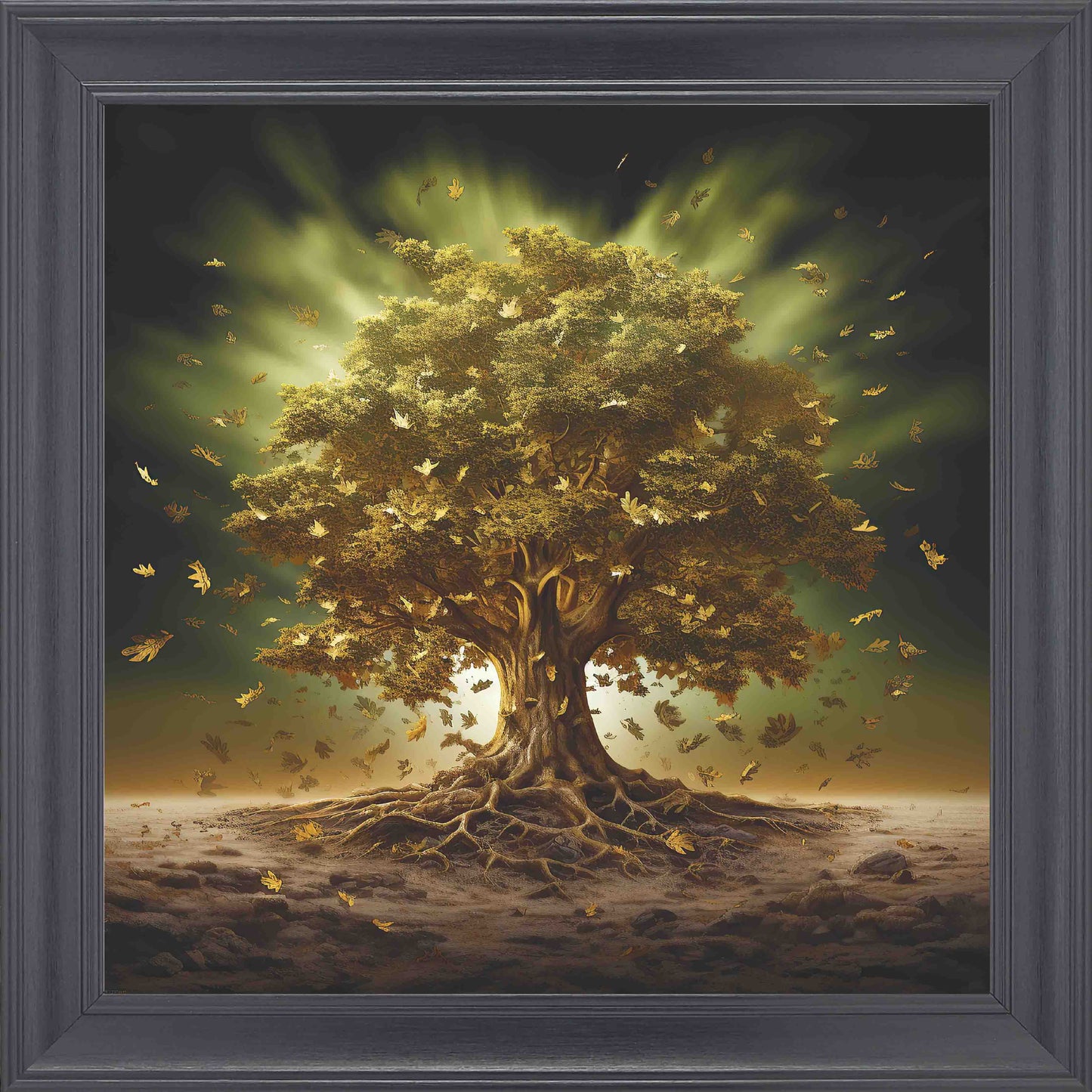 Emerald And Oak Framed Wall Art - Black