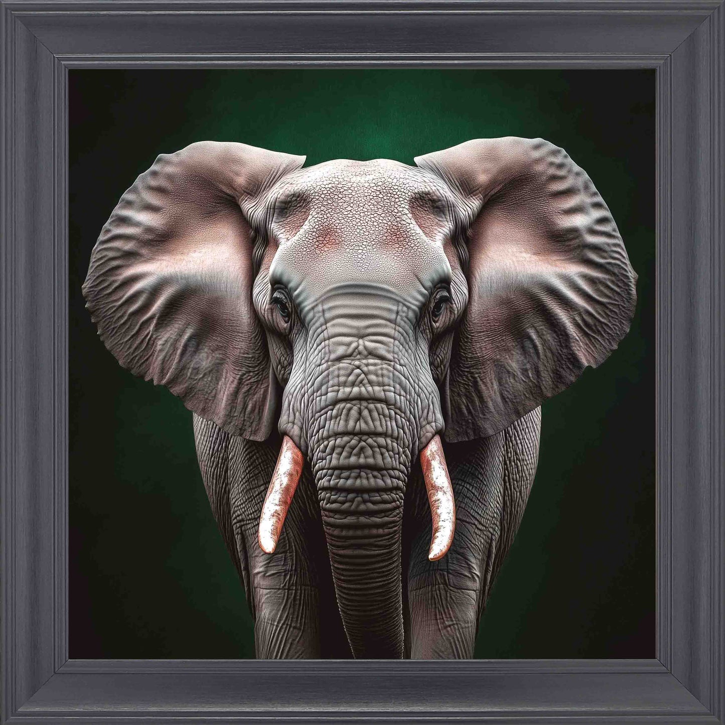Emerald Elephant Framed Wall Art - Black