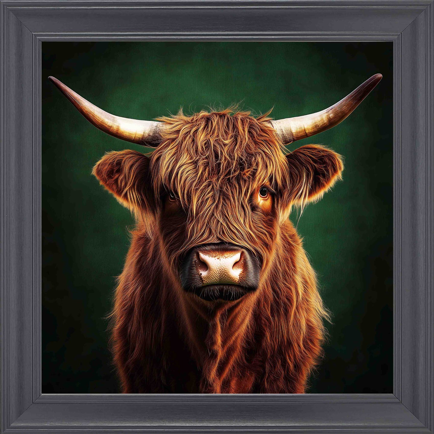 Emerald Highland Cow Framed Wall Art - Black