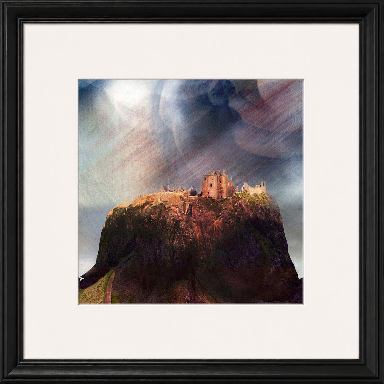 Dunnottar Castle by Esther Cohen framed wall art print showing the clifftop Scottish ruins above the sea