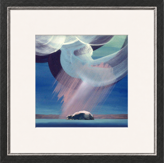 Pink Bass Rock by Esther Cohen Framed Wall Art - Framed Medium Overall Size 47cm x 47cm - Grey with Silver trim