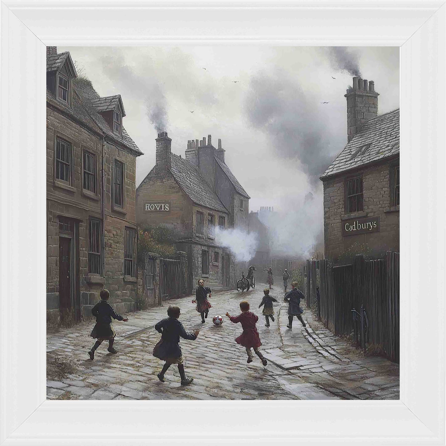 Football before dark Framed Wall Art - White