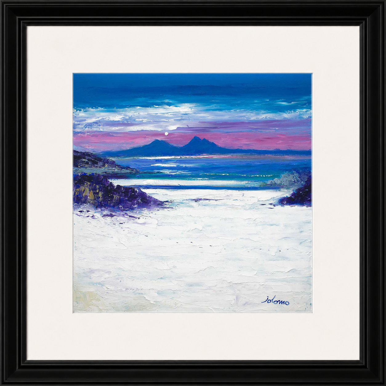 Footprints in the Sand, Portuairk Looking to Rum by Jolomo - Scottish coastal landscape artwork framed wall art print, product image 15