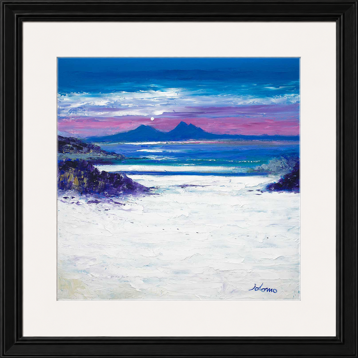 Footprints in the Sand, Portuairk Looking to Rum by Jolomo - Scottish coastal landscape artwork framed wall art print, product image 21