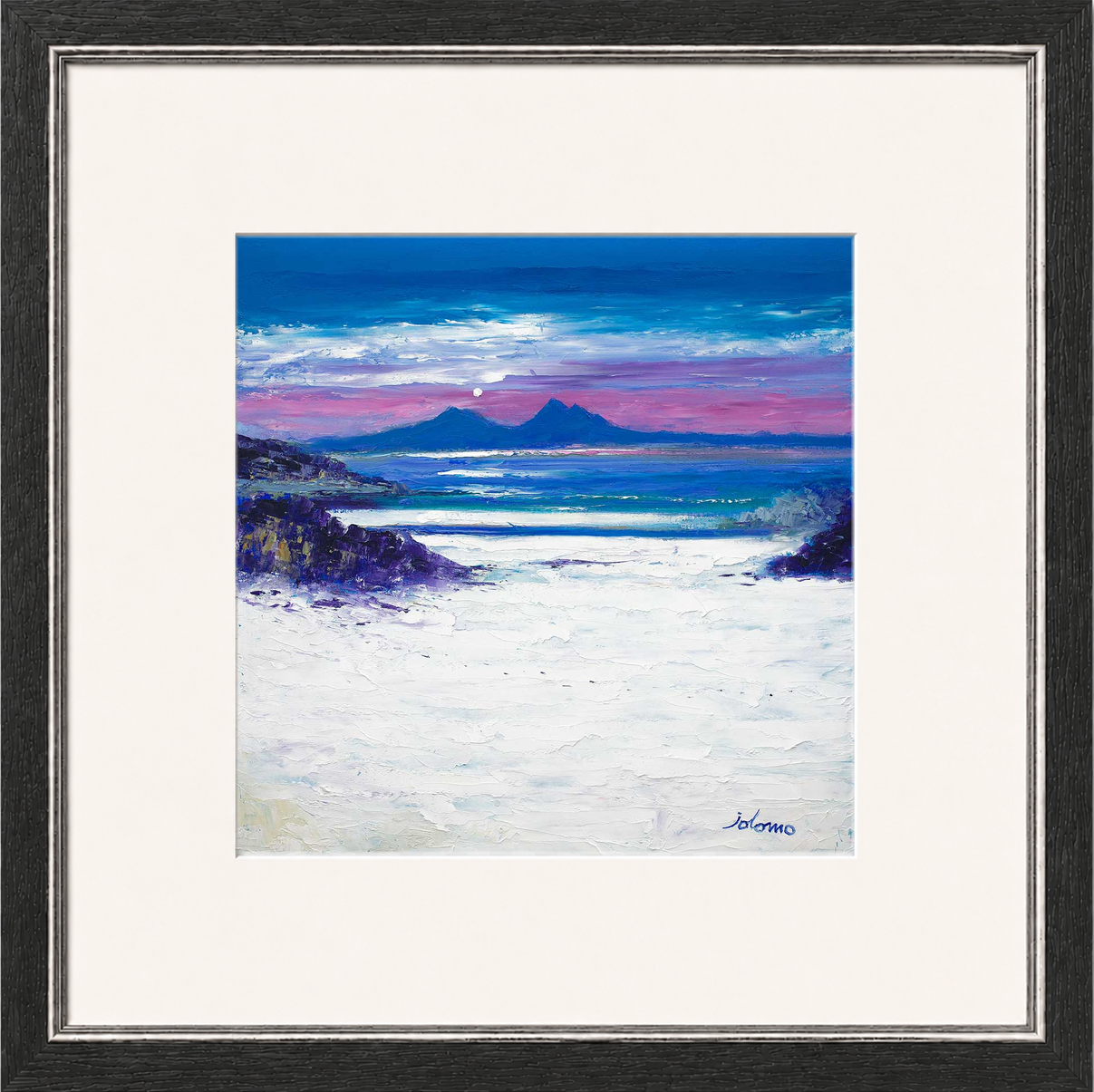 Footprints in the Sand, Portuairk Looking to Rum by Jolomo - Scottish coastal landscape artwork framed wall art print, product image 8