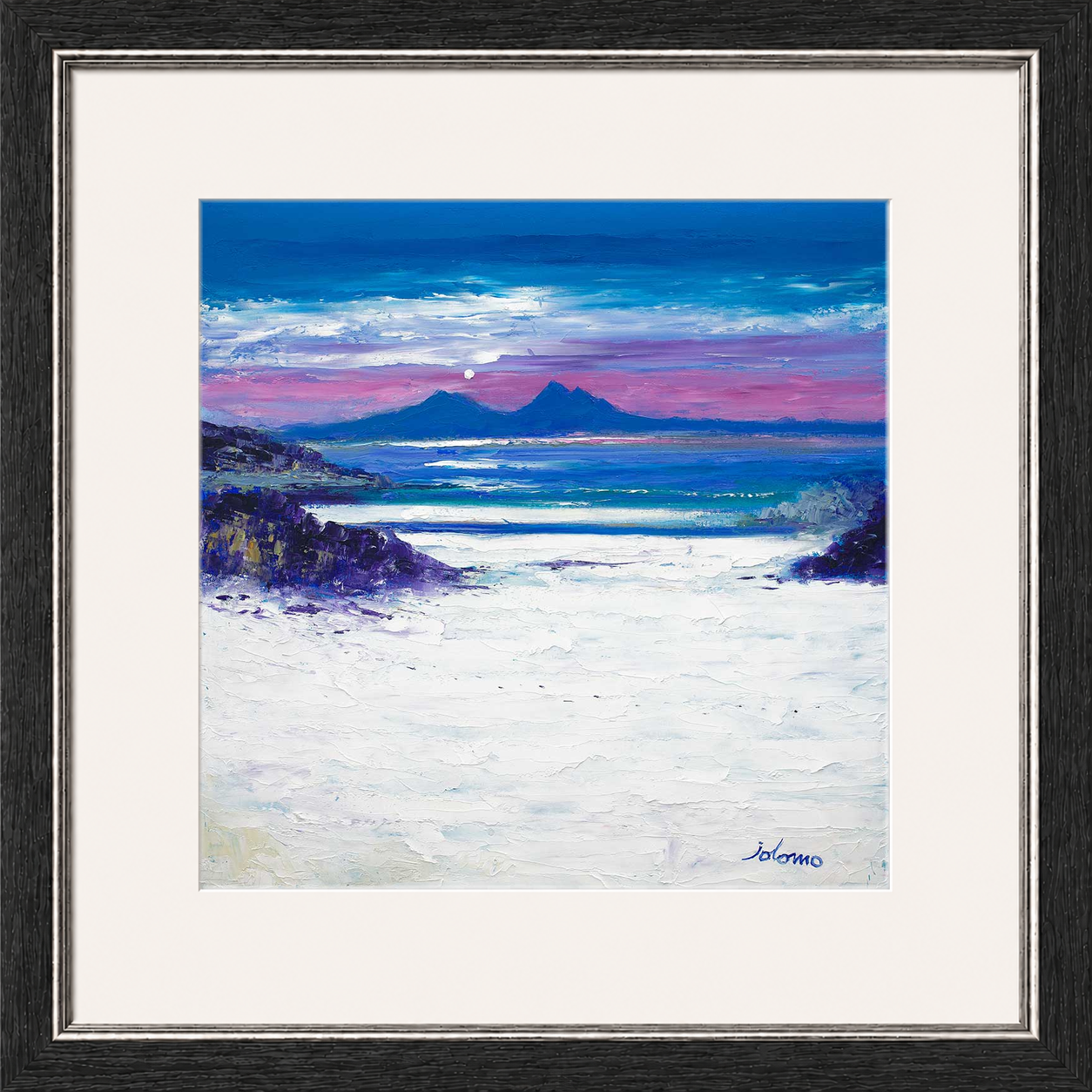 Footprints in the Sand, Portuairk Looking to Rum by Jolomo - Scottish coastal landscape artwork framed wall art print, product image 14