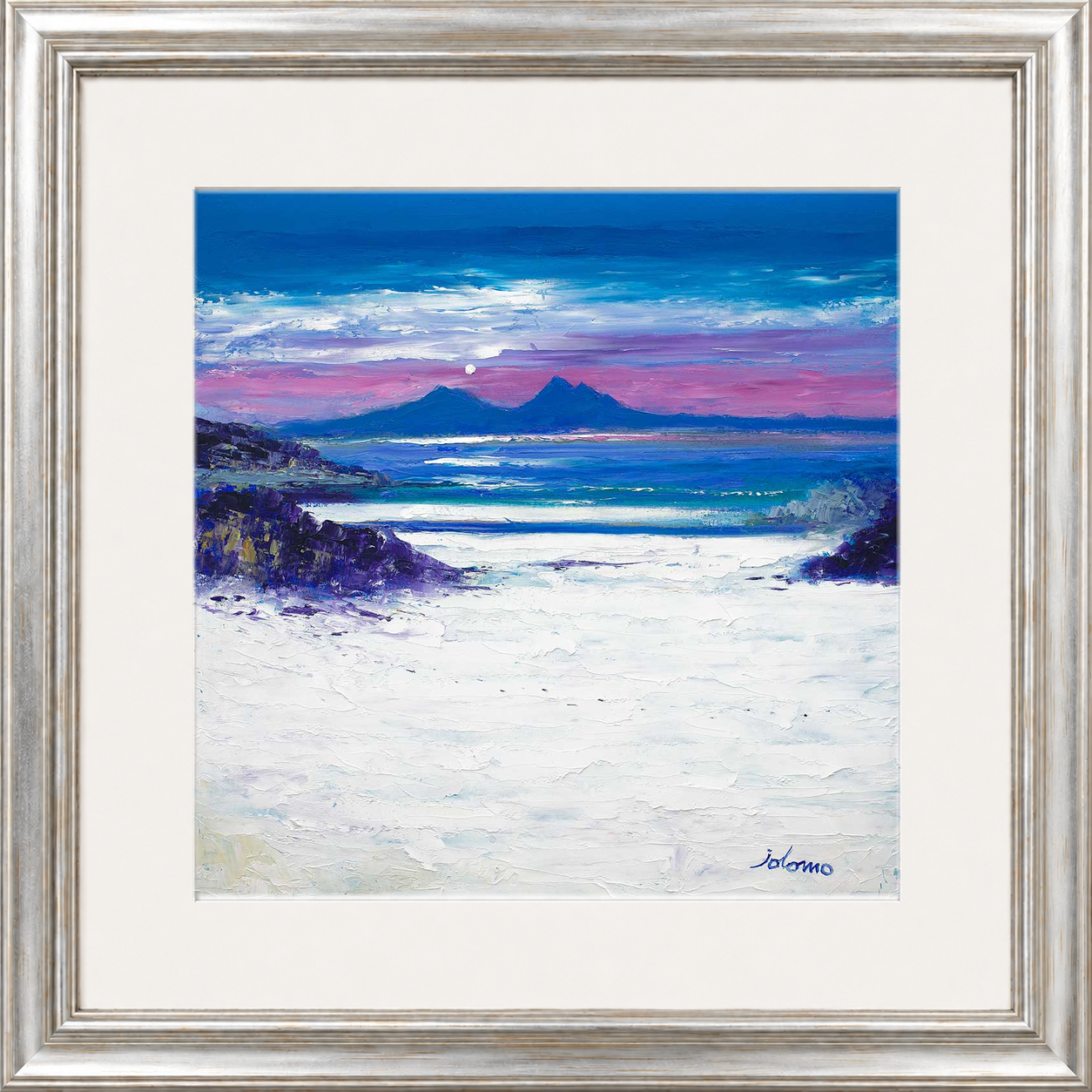 Footprints in the Sand, Portuairk Looking to Rum by Jolomo - Scottish coastal landscape artwork framed wall art print, product image 23