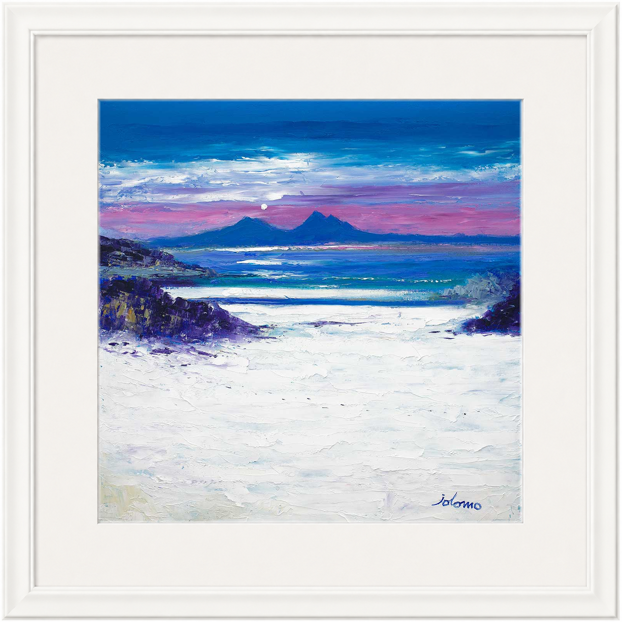 Footprints in the Sand, Portuairk Looking to Rum by Jolomo - Scottish coastal landscape artwork framed wall art print, product image 22