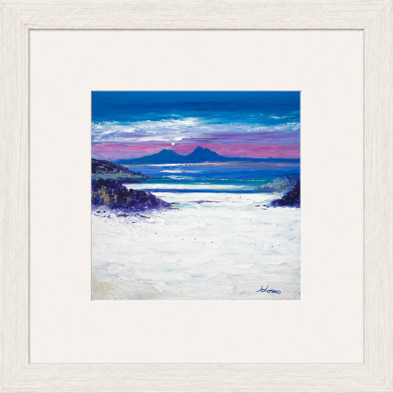 Footprints in the Sand, Portuairk Looking to Rum by Jolomo - Scottish coastal landscape artwork framed wall art print, product image 13