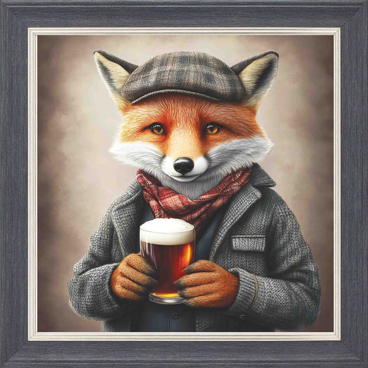 Fox Real Ale Framed Wall Art - Grey with Silver Trim