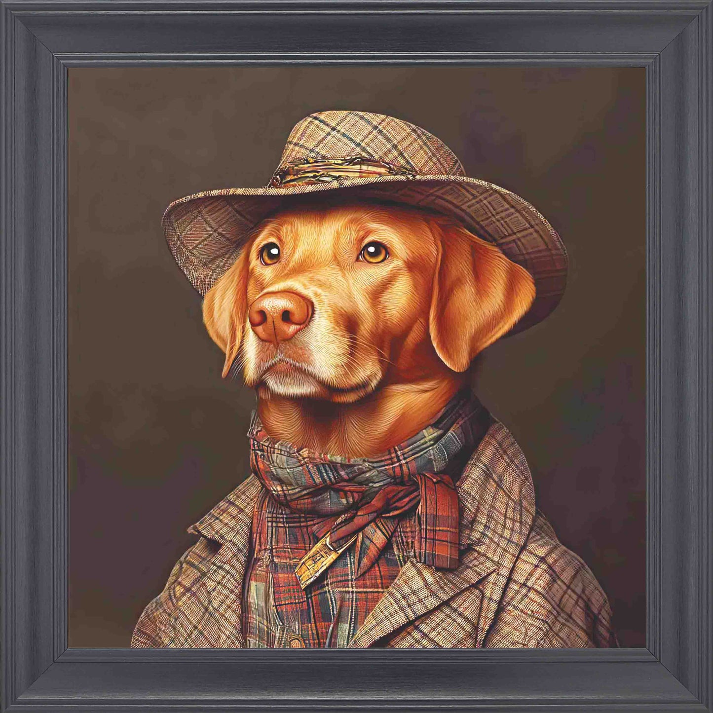 Country Fox & Labrador Framed Wall Art - Black