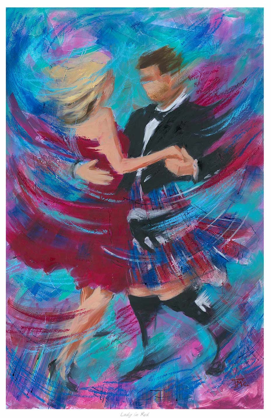 Lady In Red Ceilidh Dancers by Janet McCrorie