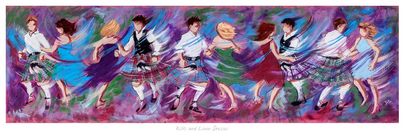 Kilts and Linen Dresses Ceilidh Dancers by Janet McCrorie
