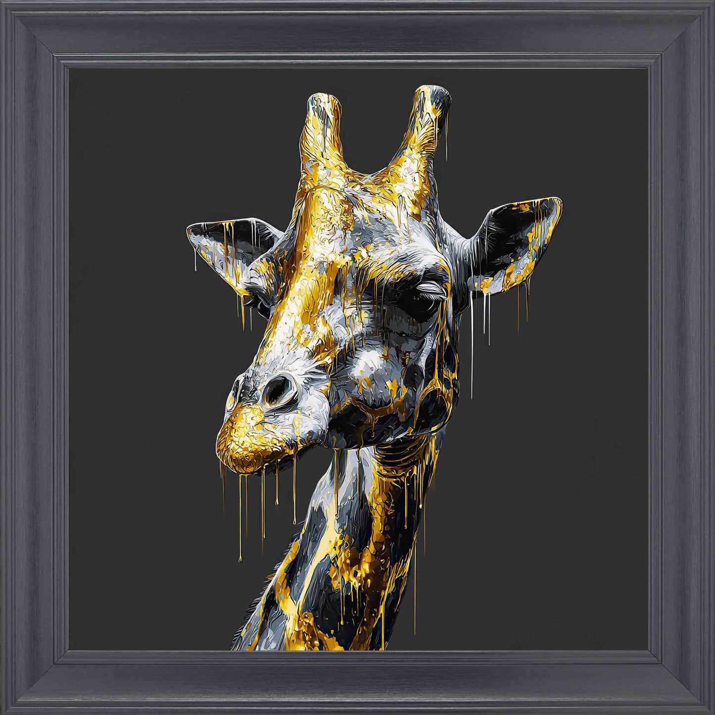 Gold Giraffe Framed Wall Art - Black