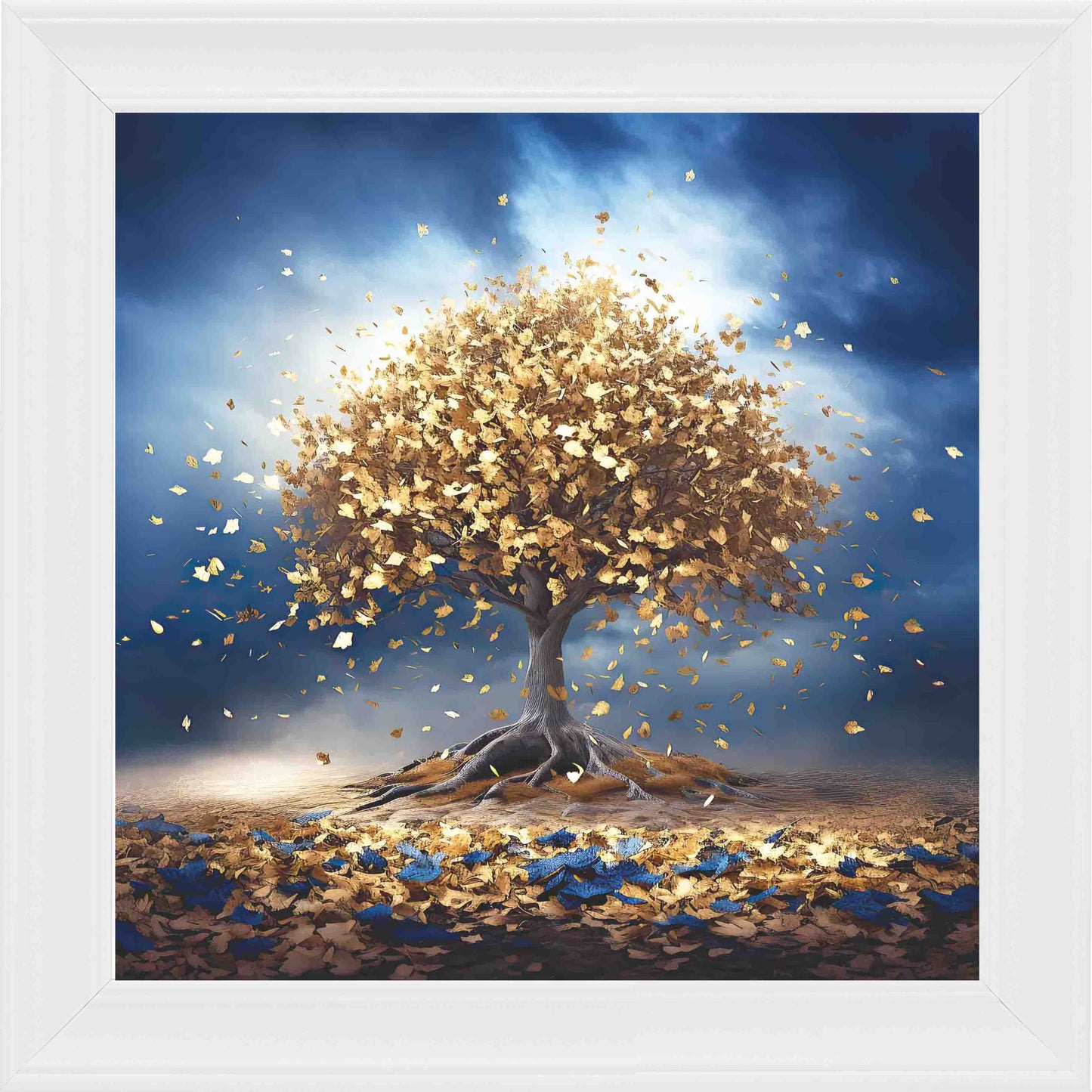 Gold Oak Royal Skies Framed Wall Art - White