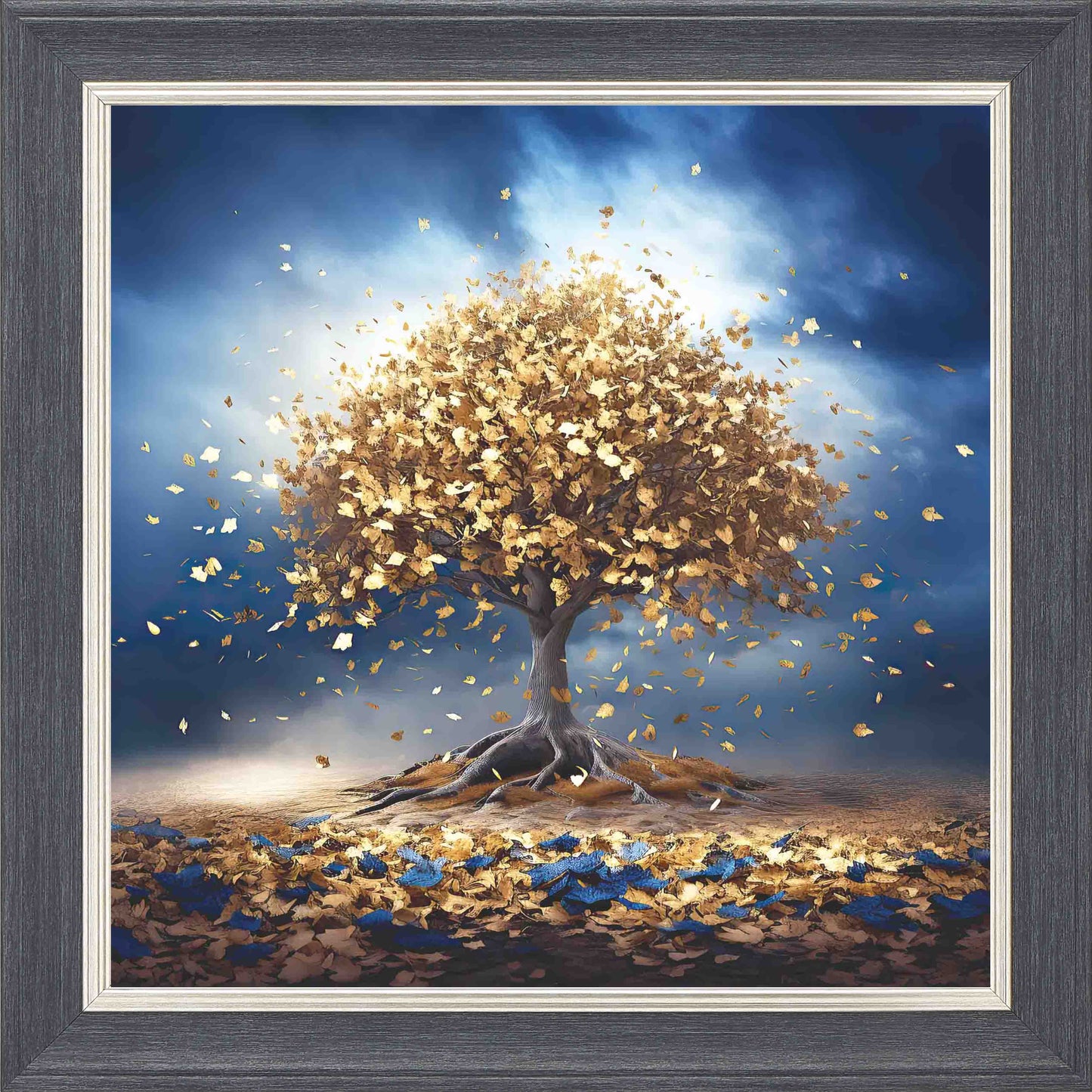 Gold Oak Royal Skies Framed Wall Art - Grey with Silver Trim