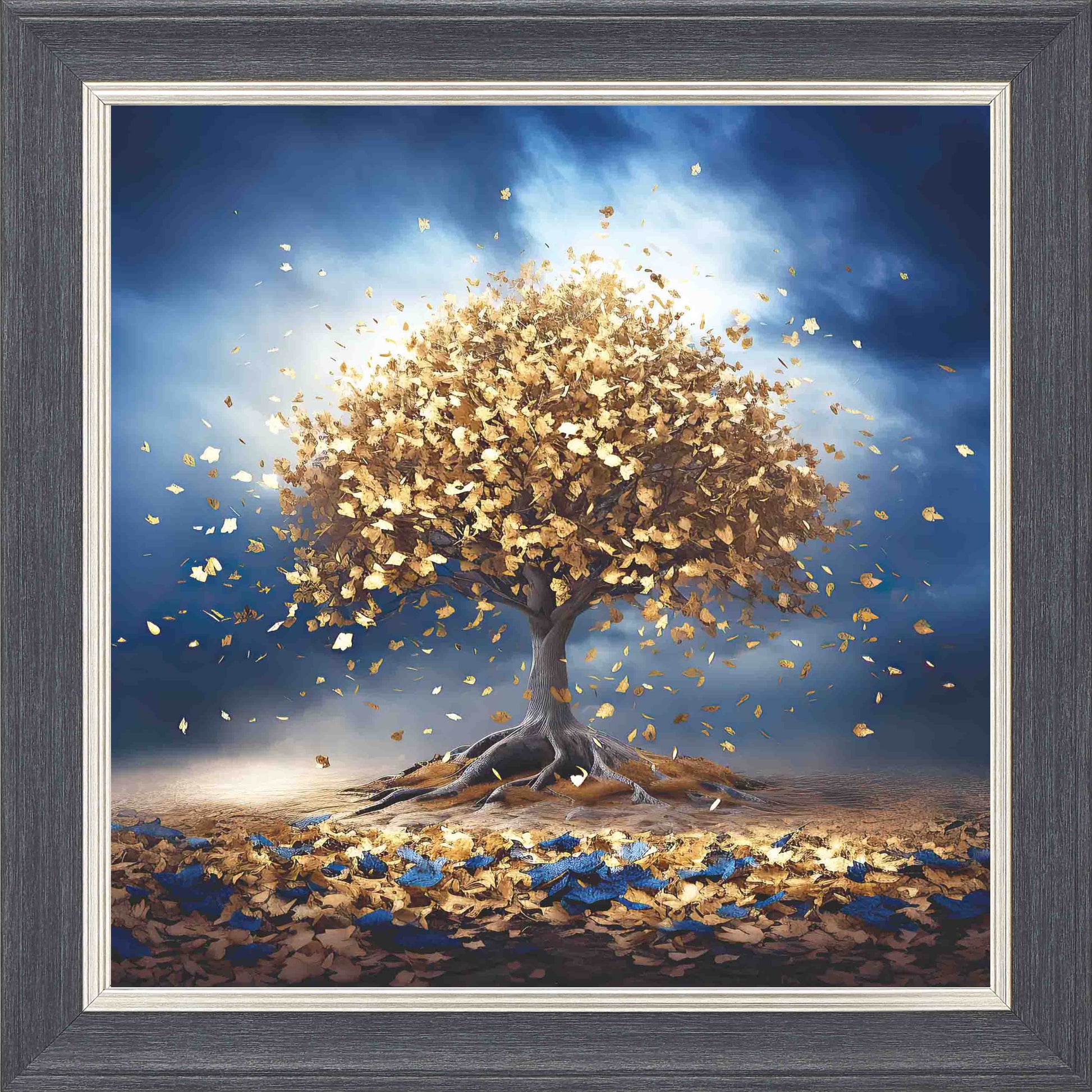 Gold Oak Royal Skies Framed Wall Art - Grey with Silver Trim