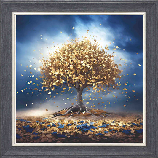Gold Oak Royal Skies Framed Wall Art - Grey with Silver Trim