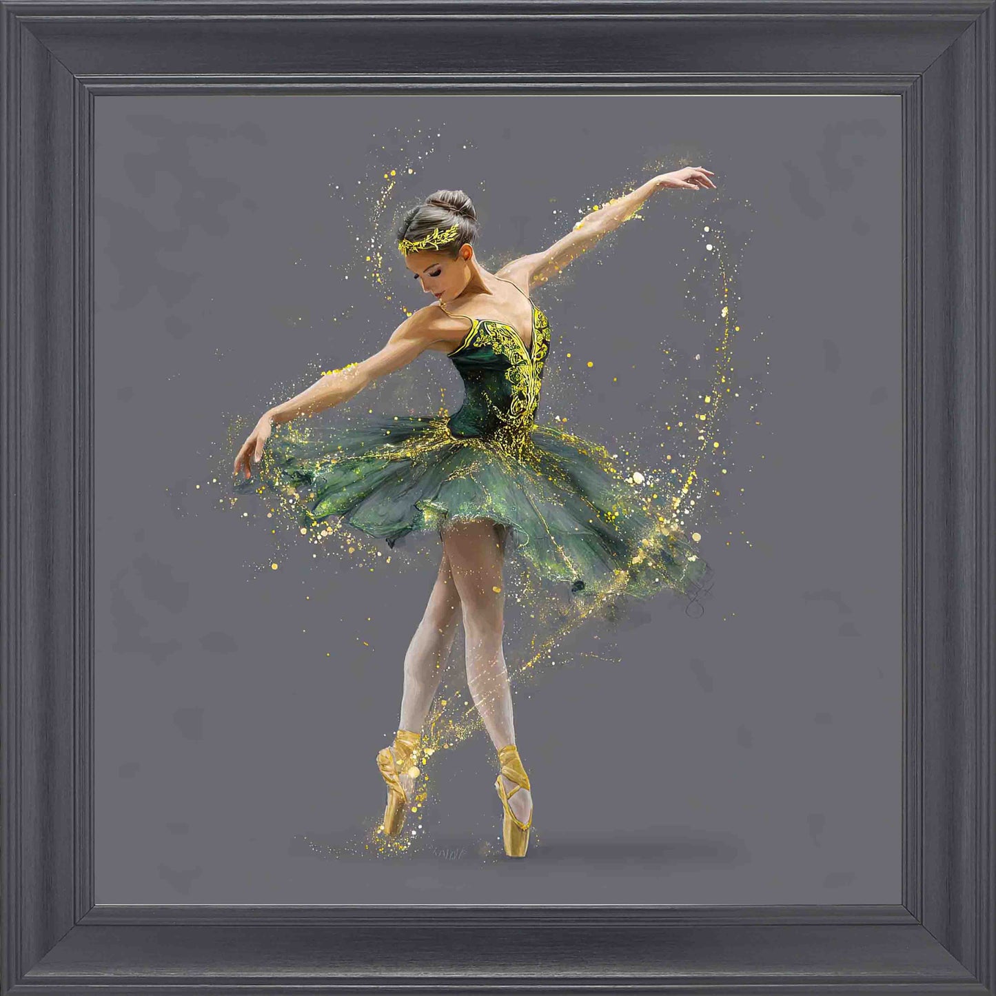 Golden Pose Framed Wall Art - Black