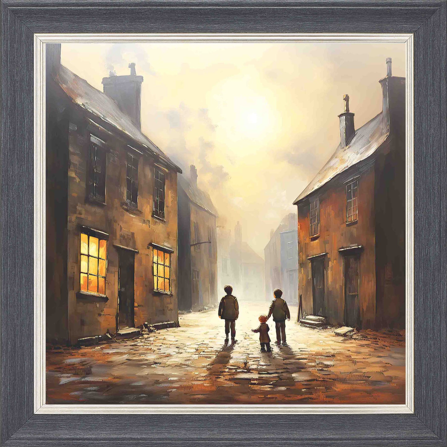 Heading Home Framed Wall Art - Grey with Silver Trim