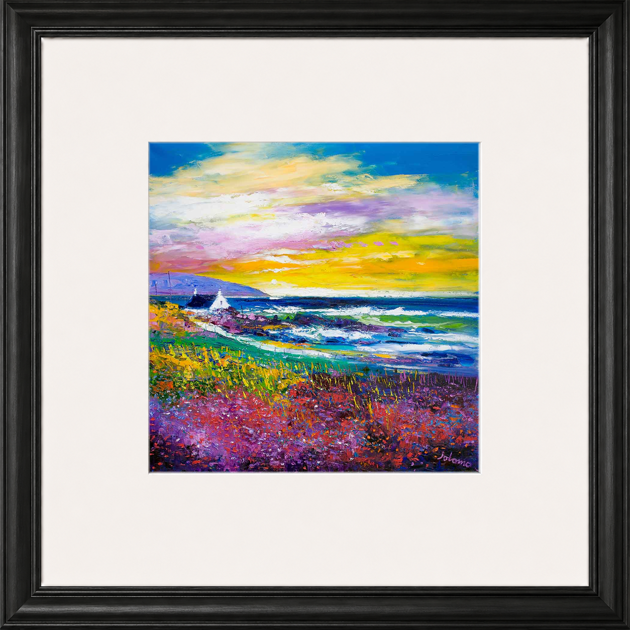 Heather & Wild Flowers, Westport, Kintyre by Jolomo - floral artwork framed wall art print, product image 3