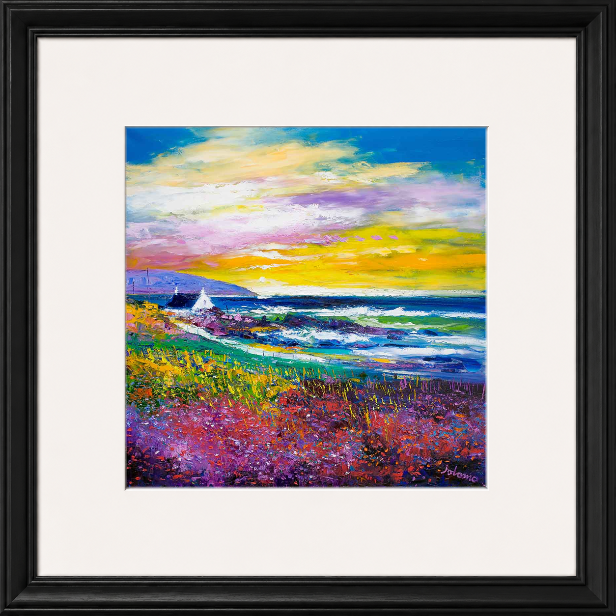 Heather & Wild Flowers, Westport, Kintyre by Jolomo - floral artwork framed wall art print, product image 9