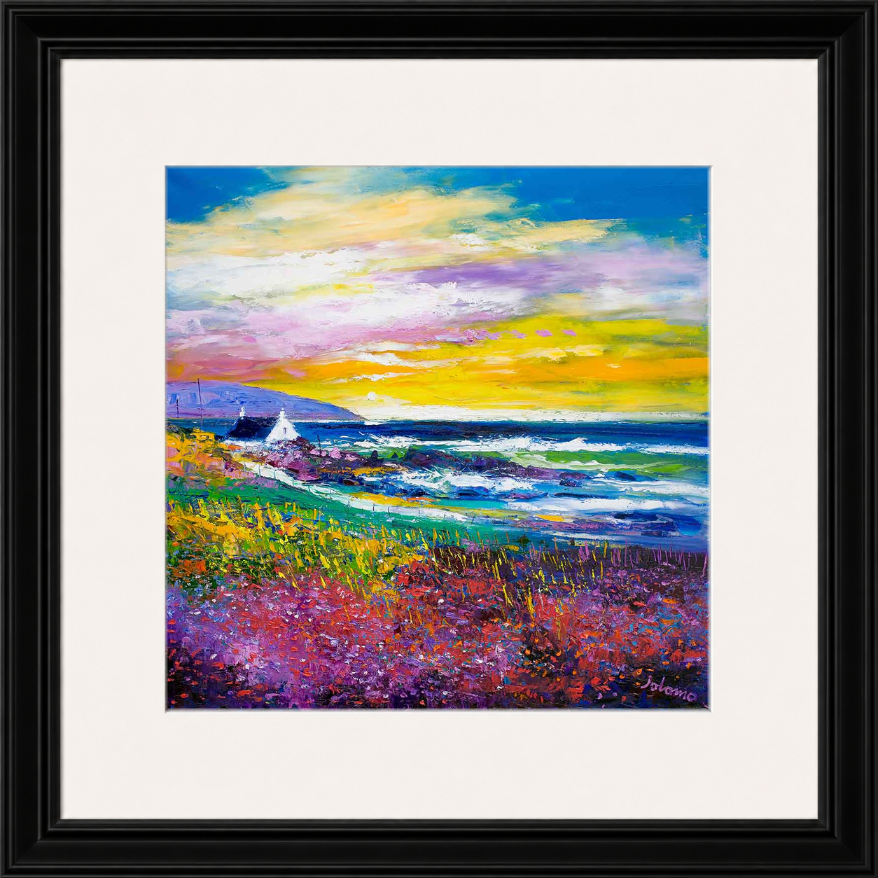 Heather & Wild Flowers, Westport, Kintyre by Jolomo - floral artwork framed wall art print, product image 15