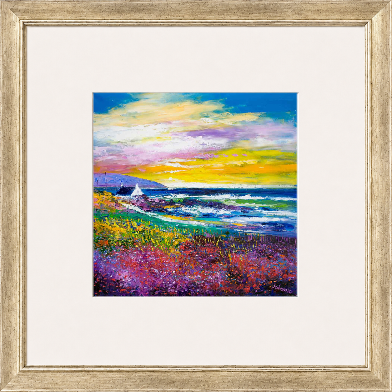 Heather & Wild Flowers, Westport, Kintyre by Jolomo - floral artwork framed wall art print, product image 6