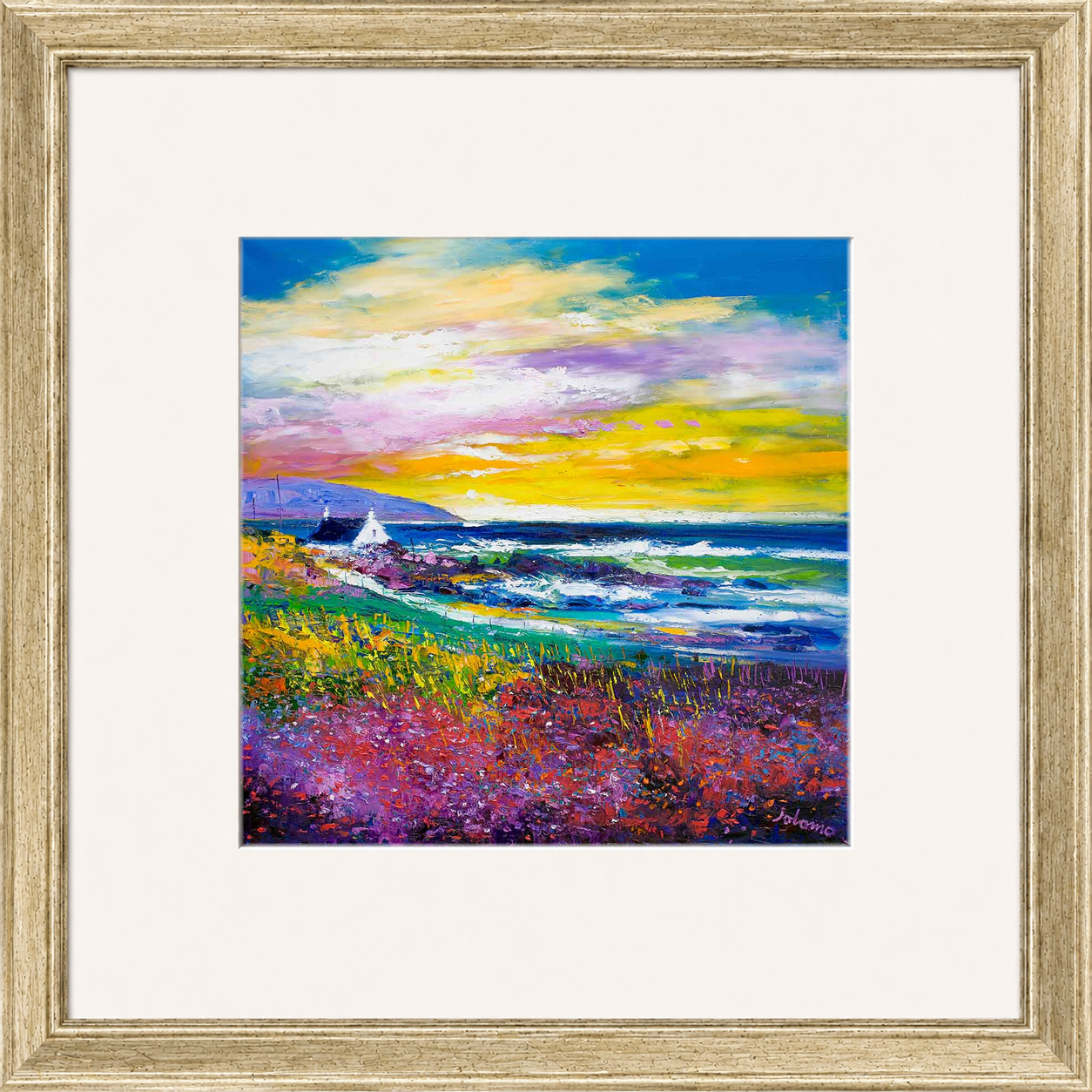 Heather & Wild Flowers, Westport, Kintyre by Jolomo - floral artwork framed wall art print, product image 12