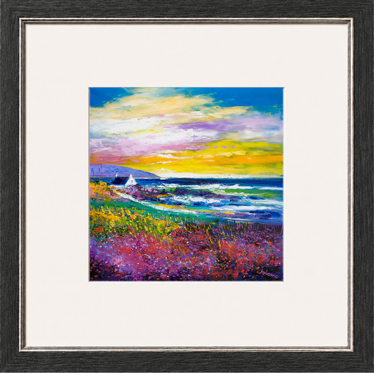 Heather & Wild Flowers, Westport, Kintyre by John Lowrie Morrison (Jolomo) Framed Art