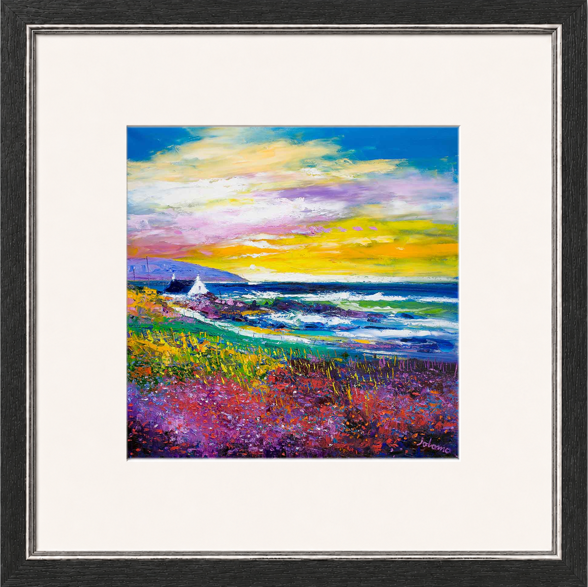Heather & Wild Flowers, Westport, Kintyre by Jolomo - floral artwork framed wall art print, product image 8