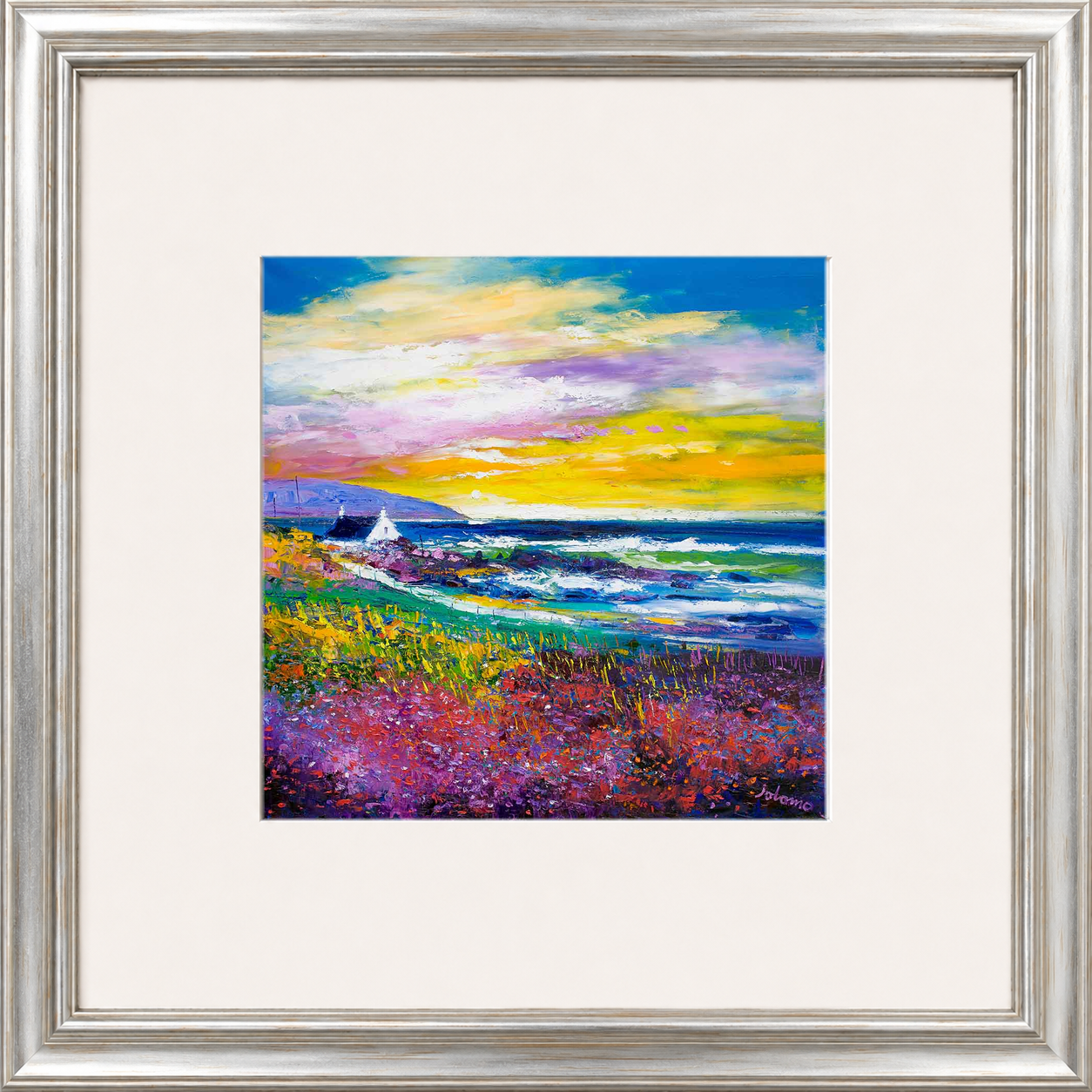 Heather & Wild Flowers, Westport, Kintyre by Jolomo - floral artwork framed wall art print, product image 5