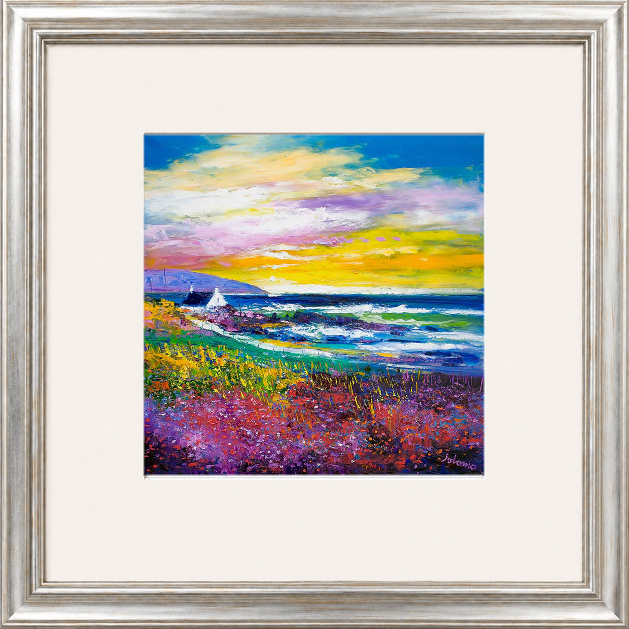 Heather & Wild Flowers, Westport, Kintyre by Jolomo - floral artwork framed wall art print, product image 11