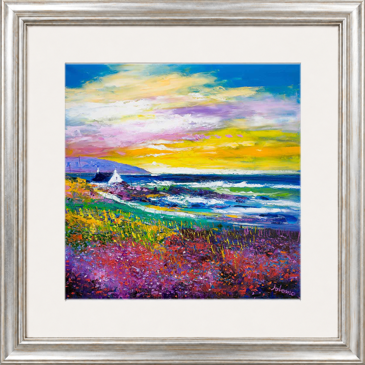 Heather & Wild Flowers, Westport, Kintyre by Jolomo - floral artwork framed wall art print, product image 23