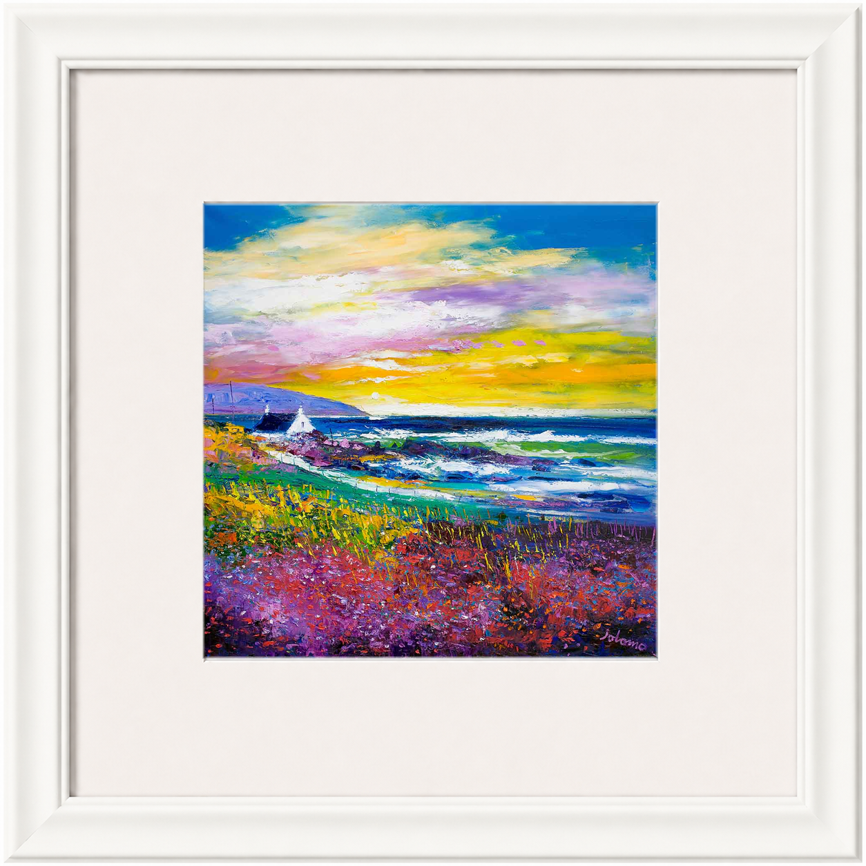 Heather & Wild Flowers, Westport, Kintyre by Jolomo - floral artwork framed wall art print, product image 4