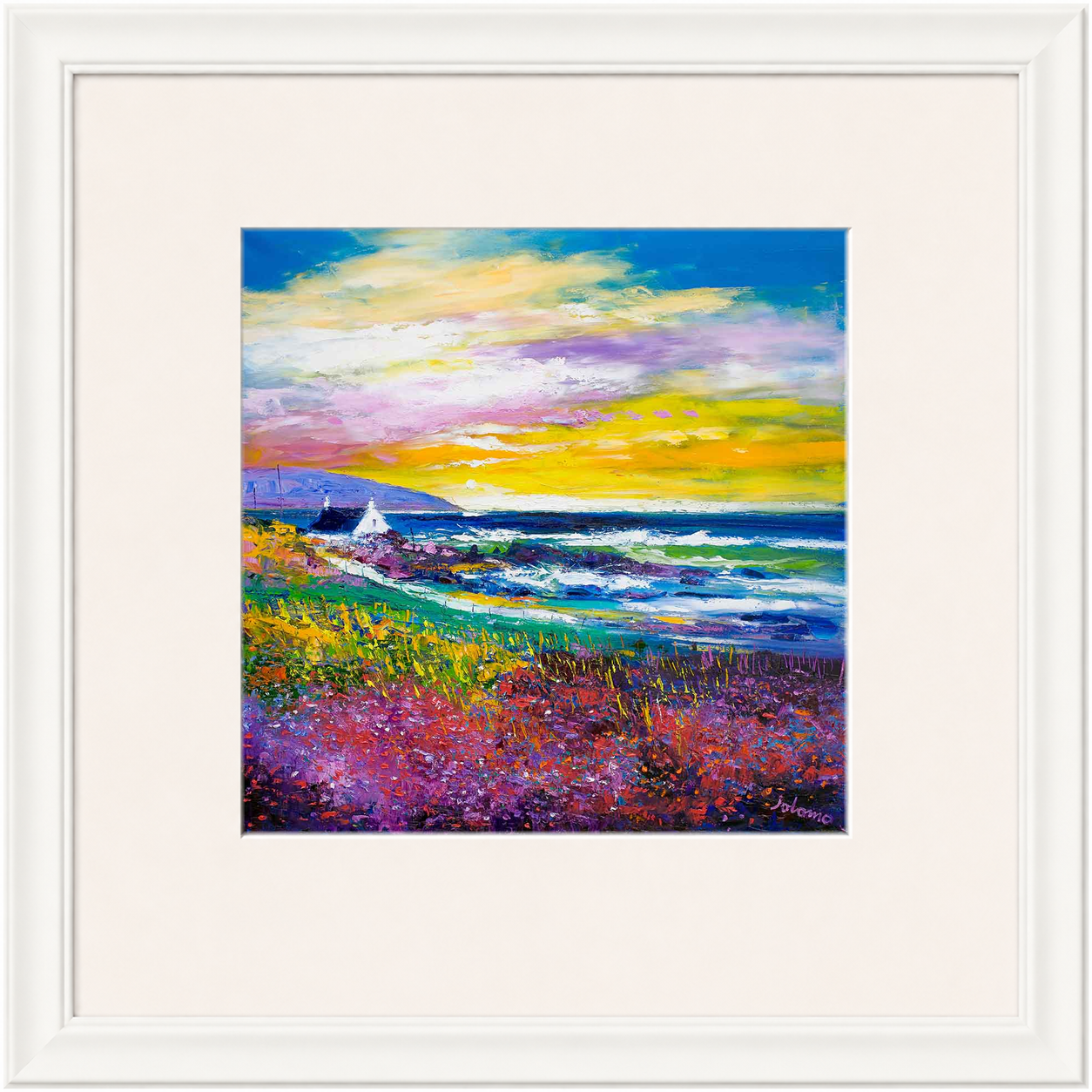 Heather & Wild Flowers, Westport, Kintyre by Jolomo - floral artwork framed wall art print, product image 10