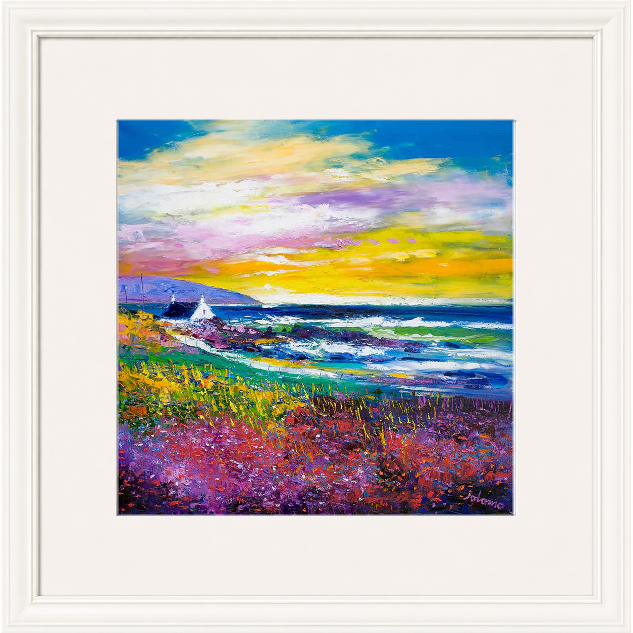 Heather & Wild Flowers, Westport, Kintyre by Jolomo - floral artwork framed wall art print, product image 16