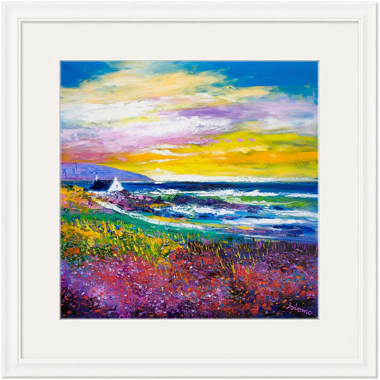 Heather & Wild Flowers, Westport, Kintyre by Jolomo - floral artwork framed wall art print, product image 22